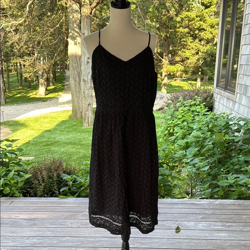 LOFT Black Spaghetti Strap Midi Sundress - Picture 1 of 7
